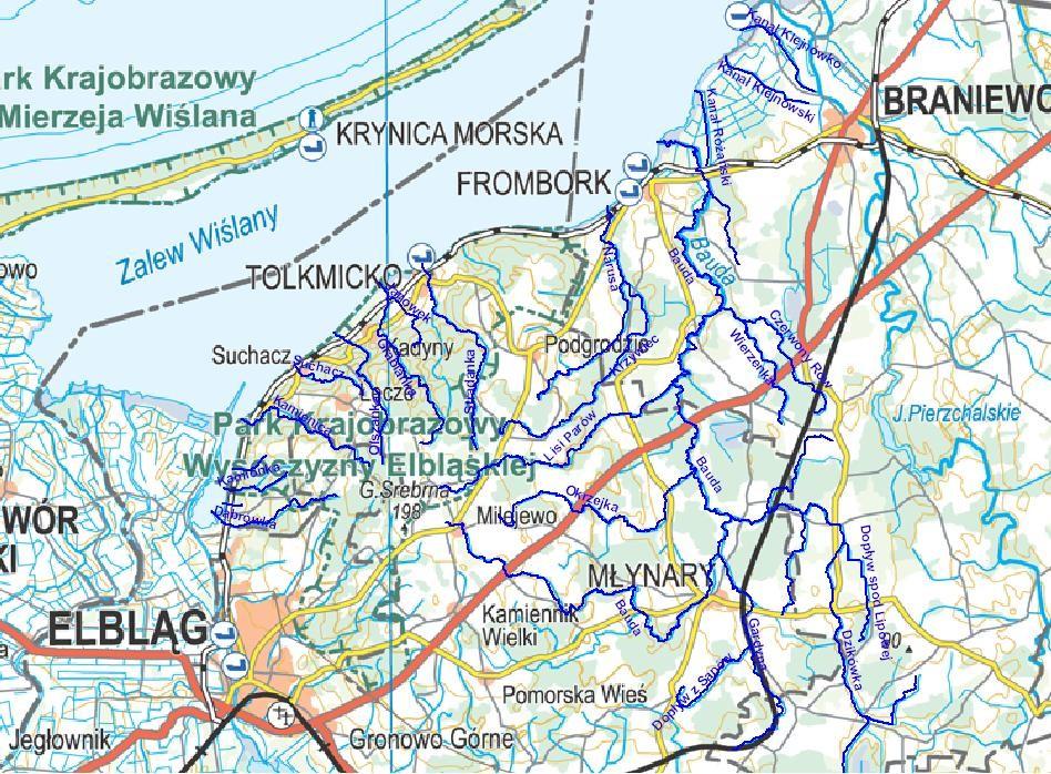 Rozdział I Charakterystyka geograficzno-hydrologiczna Lokalizacja Obszar objęty projektem MOMENT jest zlokalizowany w północnej części Polski, na terenie powiatu elbląskiego i braniewskiego,