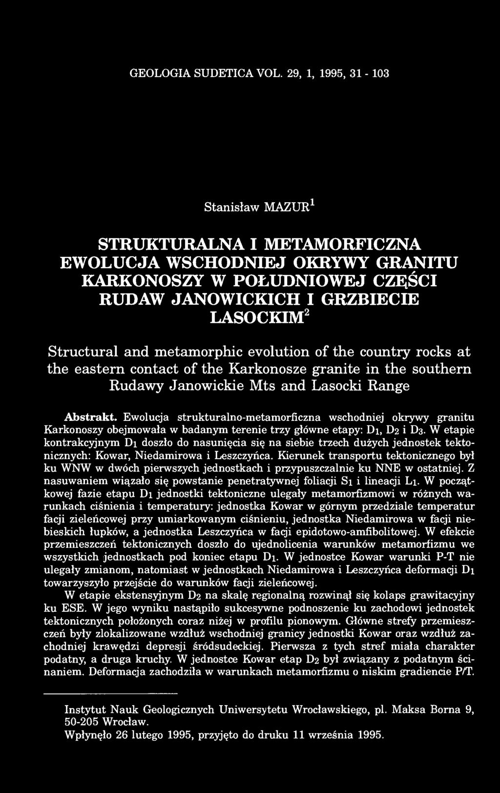 GEOLOGIA SUDETICA VOL.