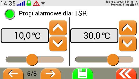 zadeklarowaniu czujników ustawiamy progi alarmowe od