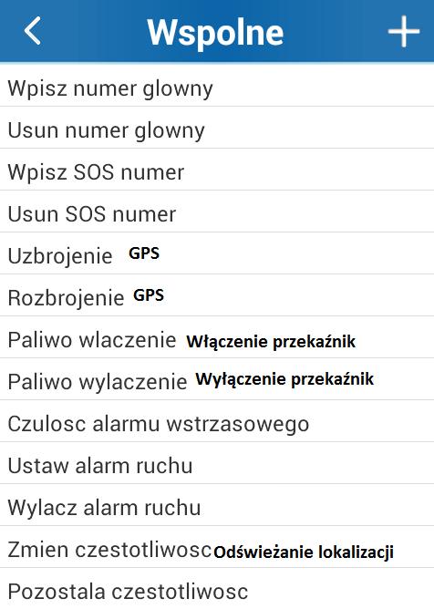 Następnie należy ustawić numer główny w -> używane -> Wyslij komendę przez gprs/sms -> Wpisz numer glowny (numer, za pomocą którego będziemy obsługiwać lokalizator) hasło urządzenia domyślne.