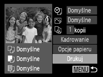 Drukowanie zdjęć Wydrukuj zdjęcia. Za pomocą przycisków op wybierz opcję [Drukuj], a następnie naciśnij przycisk m. Rozpocznie się drukowanie.