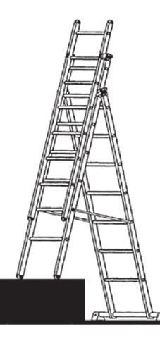 UWAGA! 6.5 DRABINA UNIWERSALNA 3-ELEMENTOWA MONTAŻ BELKI STABILIZUJĄCEJ 1) Zdjąć jedną z dwóch stopek znajdujących się na belce stabilizującej odkręcając śrubę (1).