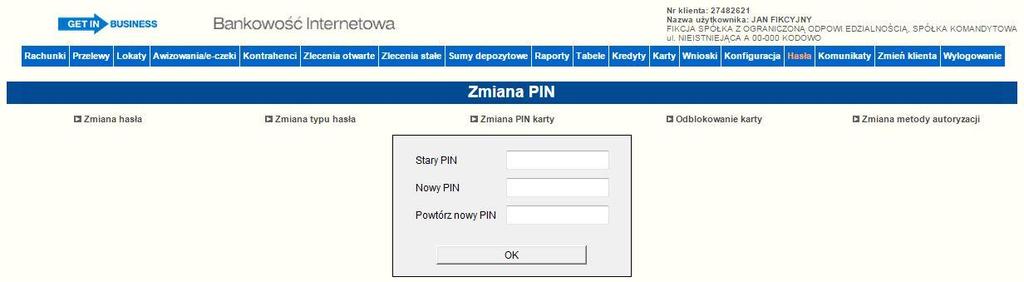 3. Zmiana kodu PIN do karty mikroprocesorowej Dzięki tej opcji