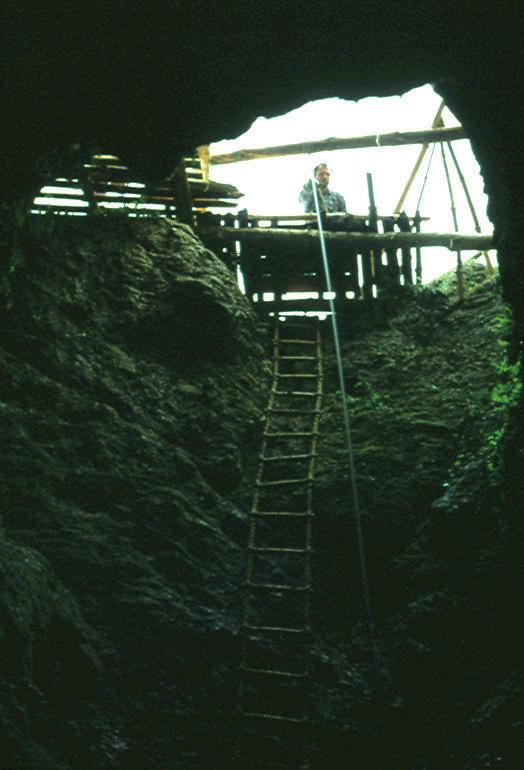Fig. 4. Studnia Wejściowa [Entrance Shaft] during cave excavation in 1978. Photo by P. Socha Fig. 5.
