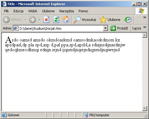 Inicjał CSS1 <style type="text/css"> p { font-size: 12pt; line-height: 12pt }