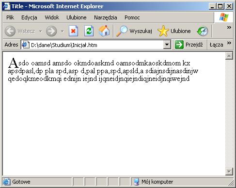 Inicjał CSS1 <style type="text/css"> p { font-size: 12pt; line-height: 12pt }