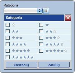 1.Pole Organizator wybór touroperatora wraz z możliwością selektywnego wyboru kilku organizatorów jednocześnie. 2. Pole Kraj pole określa kraj poszukiwanej oferty. 3.