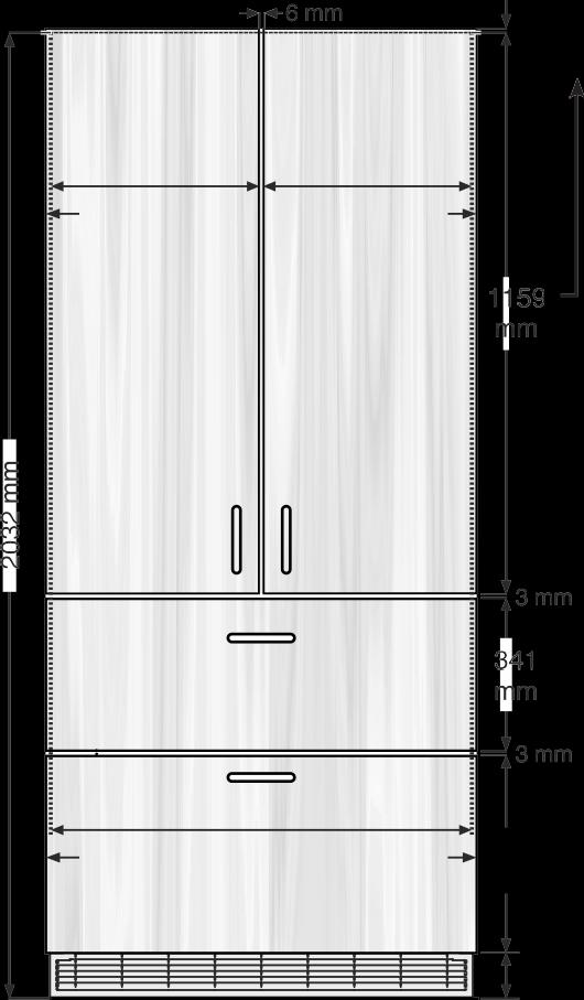 Wysokość wnęki Wysokość wnęki Chłodziarko-zamrażarki do zabudowy zintegrowanej Wymiary paneli model EC(B)N 6256 Wewnętrzny panel drzwi Zewnętrzny panel drzwi plus zakładka u góry 454,5 mm plus