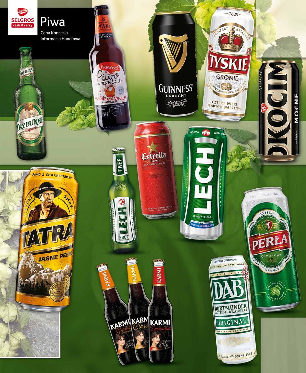 PIWO GUINNESS DRAUGHT 440 ML po 99745804 4 69 z VAT 5.77 PIWO TYSKIE GRONIE 500 ML pakowane po 4 szt. 57678807 2 19 z VAT 2.69 PIWO TRYBUNAŁ EXPORT 500 ML Trójsłodowe w cenie: 1.79, z VAT 2.