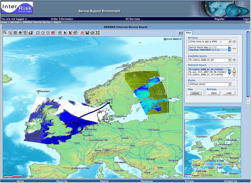 z systemów obserwacji Ziemi. Usługi udostępniane za pośrednictwem portalu mogą mieć charakter prosty (pole temperatury), lub złożony (wymagający zaangażowania obliczeń modeli operacyjnych).