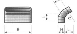 Owalne kształtki wentylacyjne SPIROVAL system KOLANO SEGMENTOWE OSBF-60 KOLANO SEGMENTOWE OSBF-30 KOLANO SEGMENTOWE OSBF-15 L=(L 1 +H/2) x α / 2tan H/B L 1 150/550 120 L=(L 1 +H/2) x α / 2tan H/B L 1