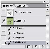 8 Wybierz narzędzie History Brush Tool (pędzel historii)- i przeciągnij myszka nad obszarami, na których używałeś narzędzia Art History Brush Tool (pędzel artystyczny).