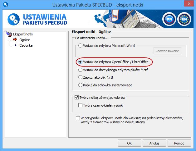 8. Wstawianie wyników obliczeń do edytora OpenOffice Część programów Pakietu SPECBUD posiada możliwość wstawiania wyników obliczeń bezpośrednio do edytora Writer pakietu OpenOffice.