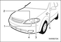 8 6 INFORMACJE TECHNICZNE PARAMETRY ŻARÓWEK (HATCHBACK) Przód Tył Wnętrze Żarówki Moc x liczba Uwagi 1 Światła drogowe/mijania 60/55 W x 2 2 Światła pozycyjne 5 W x 2 3 Kontrolka 21