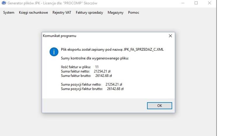 Ze względu na różne rodzaje sprzedaży nazwy plików będą się