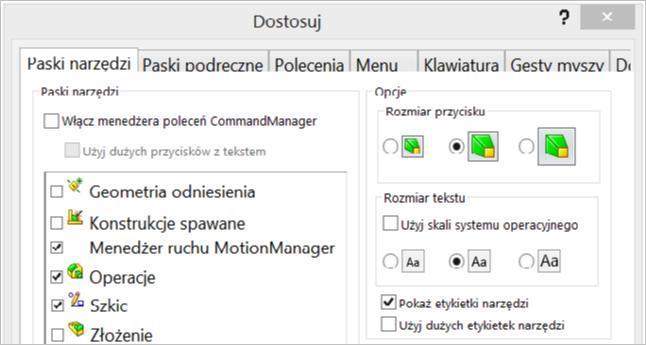 15), w którym można pokazać lub ukryć pasek, lub też wywołać polecenie Dostosuj (paski narzędzi) bądź Dostosuj menu. Rysunek 1.15. Dostęp do polecenia Dostosuj menu Może istnieć konieczność przewinięcia menu służą do tego trójkąty na górze i dole.