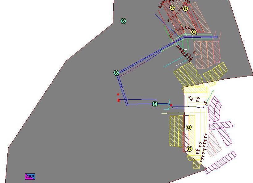 Widok fragmentu kopalni z lokalizacją czujników (sejsmometrów, geofonów, czujników systemu ARP) 3. PRACE ROZWOJOWE ZWIĄZANE ZE ZWIĘKSZENIEM MOŻLIWOŚCI OCENY ZAGROŻENIA 3.1.