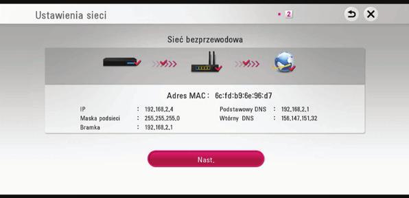 Szczegóły dotyczące ustawień sieci, patrz Podłączanie do sieci domowej na stronie 16. 7.