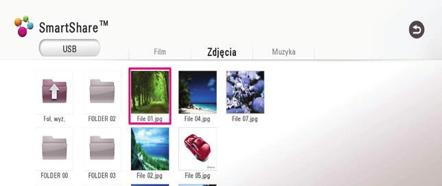 32 Obsługa 4 Obsługa Odtwarzanie pliku z płyty/ urządzenia USB yui Ten odtwarzacz może odtworzyć filmy, muzykę oraz zdjęcia zapisane na płycie lub urządzeniu USB. 1.