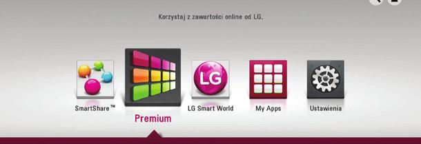 Obsługa 49 Korzystanie z Premium Możesz korzystać z różnorodnych usług zawartości za pośrednictwem Internetu przy pomocy usługi Premium. 1. Sprawdź podłączenie sieci oraz ustawienia (strona 16). 2.