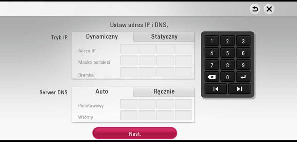 W normalnym przypadku należy wybrać tryb [Dynamiczny], aby adres IP był przypisywany automatycznie. 2 Przyłączanie 2.