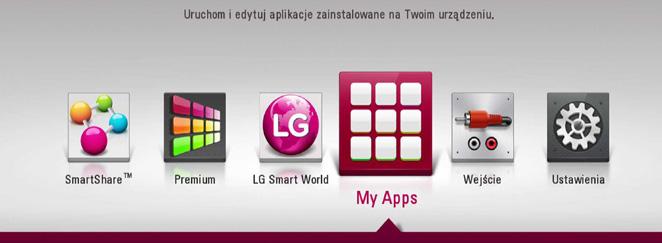 Obsługa 57 Korzystanie z menu My Apps W menu [My Apps] możesz przenieść lub usunąć zainstalowaną aplikację. 1. Naciśnij HOME ( ). 2. Wybierz [My Apps], i naciśnij ENTER (b). 3.
