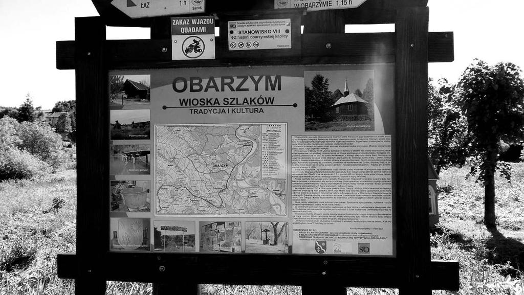 Obarzym Wioska Szlaków jedna z tablic informacyjnych Źródło: