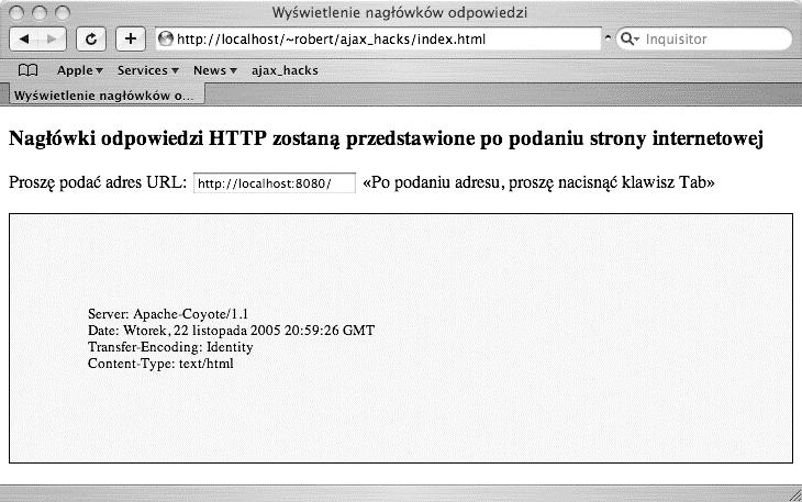 9. Zagłębienie się w odpowiedź HTTP Następnie kod przechowuje element div, w którym zostaną wyświetlone wartości nagłówków: if(request.