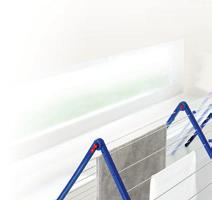 Świeże pranie Suszarki Suszarki stojące poziome Innowacje Wysokość i szerokość w rozmiarze XXL Pomysłowe suszenie w łazience Suszarki na wannę Suszarka Pegasus 180 MAXX Długość robocza: 18 m