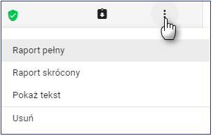 Znajdują się tam opcje: podglądu Raportu podobieństwa w wersji pełnej oraz wersji skróconej (nie zawiera treści pracy z oznaczonymi