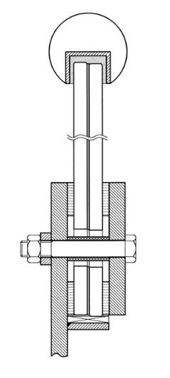 Zasdy projektowania balustrad typu B : - brak kontaktu szkła i metalu; - wysokość części ściskającej 100 mm; - grubość elementów zaciskowych 12