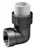 10/100 4701-012 1 1/4 5/25 4701-015 1 1/2 5/25 4701-020 2 5/25 PVC-C Sch 80 1829-025 2 1/2 5 1829-030 3 5 1829-040 4 5 Złączka PVC-U x PVC-C (IPS x CTS) Stosować wyłącznie do instalacji zimnej wody