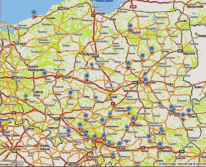 MOP- 25 acji jazdy i zdeponowaniu pojazdu w sytuacji, kiedy pojazd. Rys. 3. Mapa parkingów, niebezpieczne ]. -ów, gdzie co najmniej dwa miejsca postojowe dla ADR-ów.