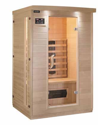 ACTIVE infrasauna D x S x W [cm] 100 x 120 x 190 temperatura [ C] 30-60 moc [W] 2080 5 ceramicznych grzejników, panel sterujący, odtwarzacz MP3, drzwi szklane, wykonane z kanadyjskiej jodły