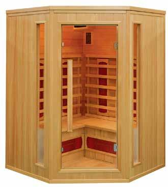 koloroterapia jonizator BRILLANT infrasauna D x S x W [cm] 150 x 120 x 190 temperatura [ C] 15-65 moc [W] 2400 6 grzejników ceramicznych, wewnętrzny panel sterowania, odtwarzacz MP3, radio, drzwi