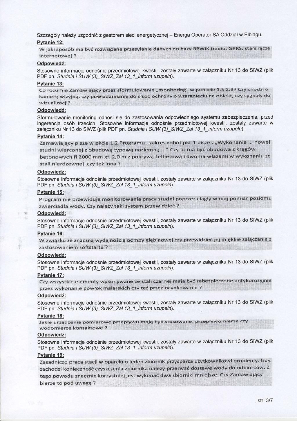 Szczegoly nalezy uzgodnio z gestorem sieci energetycznel - Energa Operator SA Oddzial w Elblqgu.