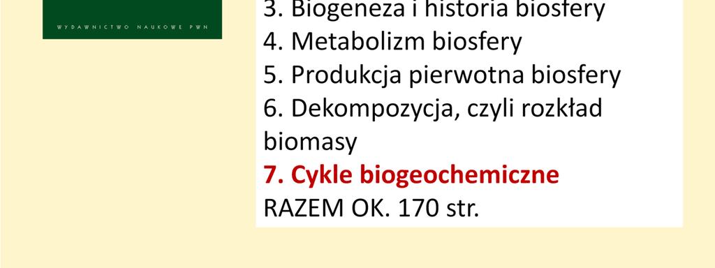 Produkcja pierwotna biosfery 6. Dekompozycja, czyli rozkład biomasy 7.