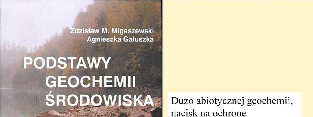 Stosunkowo niedawno opublikowany podręcznik geochemii środowiska, gównie zajmujący się zagadnieniami