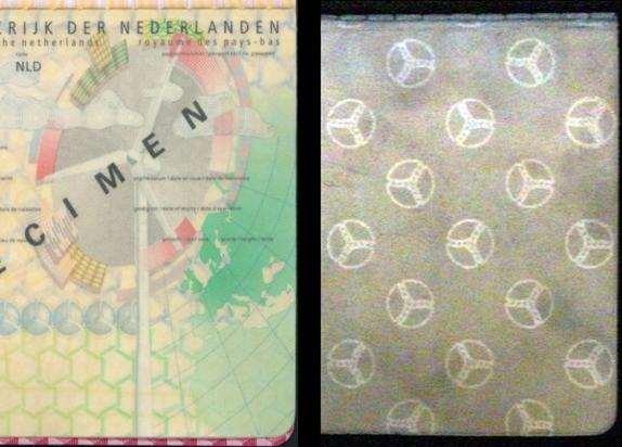Laminat retrorefleksyjny 055 Laminat retrorefleksyjny: w laminacie umieszczony jest niewidoczny obraz, który widać dopiero przy zastosowaniu światła koaksjalnego i