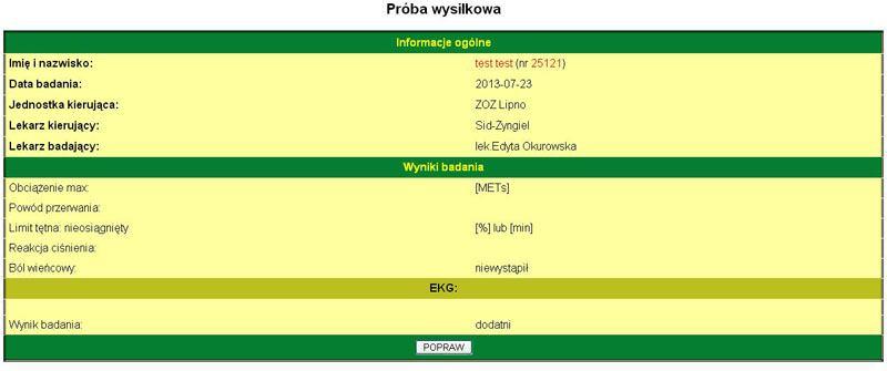 obsługi Pracowni Szpitalnych Formularz nr