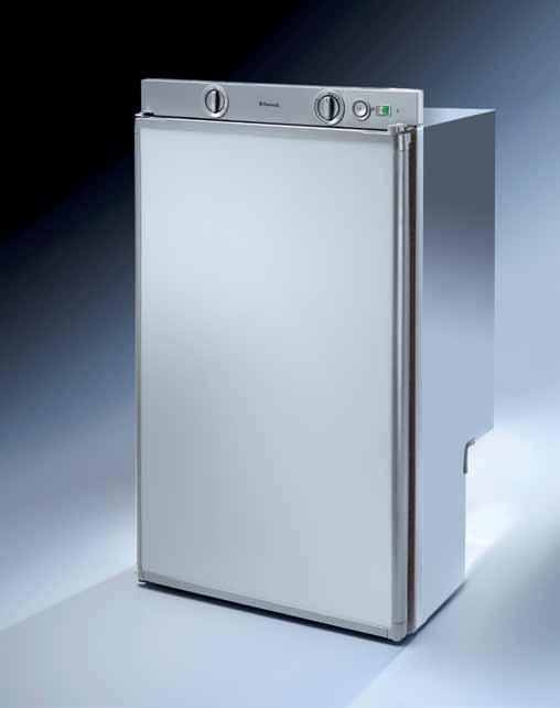 Dometic RM 5310 z zapłonem z akumulatora Szerokość 486 mm Pojemność całkowita: z zamrażalnikiem 60 litrów, z czego zamrażalnik 5 l Wydajność chłodzenia: lodówka +7 C, zamrażalnik do 12 C przy