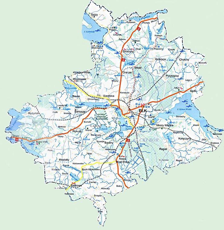 Rysunek 3: Gmina Ełk (źródło: www.elk-ug.bip.eur.pl) Warunki naturalne Zgodnie z podziałem fizyko geograficznym Polski według J.