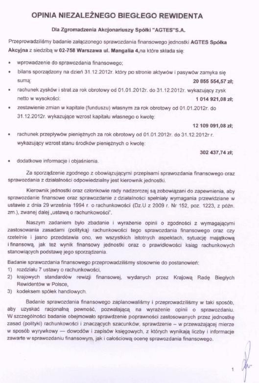 6.11. Opinia podmiotu uprawnionego do badania sprawozdań finansowych o