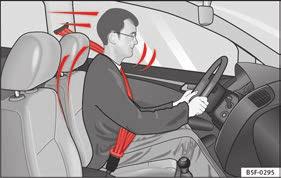 Ochrona za pomocą pasa bezpieczeństwa Rys. 7 Prawidłowo zapięty w pas kierowca nie zostanie rzucony do przodu w razie nagłego hamowania.