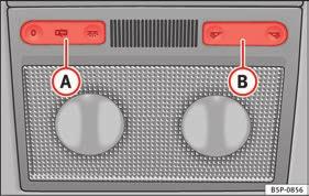 Światła i widoczność Oświetlenie wnętrza pojazdu Przednie oświetlenie wnętrza i lampki do czytania Przełącznik A rys. 64 lub rys.