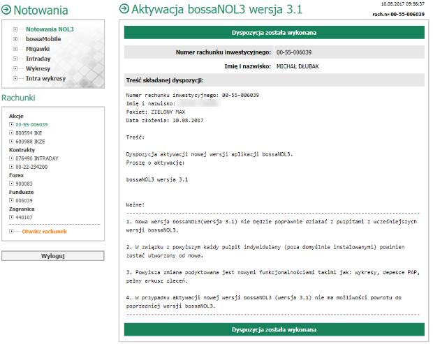 4. Następnie należy wrócić do zakładki [Notowania]->[Notowania