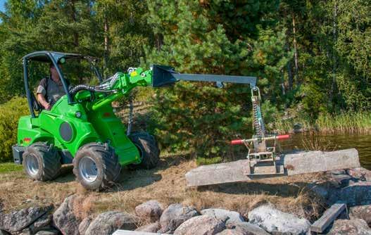 Z żurawiem Avanta (A32395) i wysięgnikiem teleskopowym rozszerzony max zasięg wynosi 2100 mm, mierząc od przedniego koła.