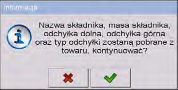 Platforma Odważanie Przypisanie numeru platformy do składnika. Włączenie trybu odważania (ważenia na minus).