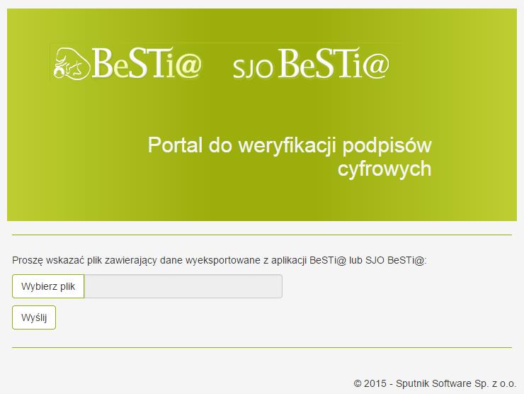 4.8. Portal do weryfikacji podpisów cyfrowych W celu weryfikacji podpisów cyfrowych dołączonych do pliku XML zawierającego sprawozdanie, należy wejść na portal weryfikujący (rys.