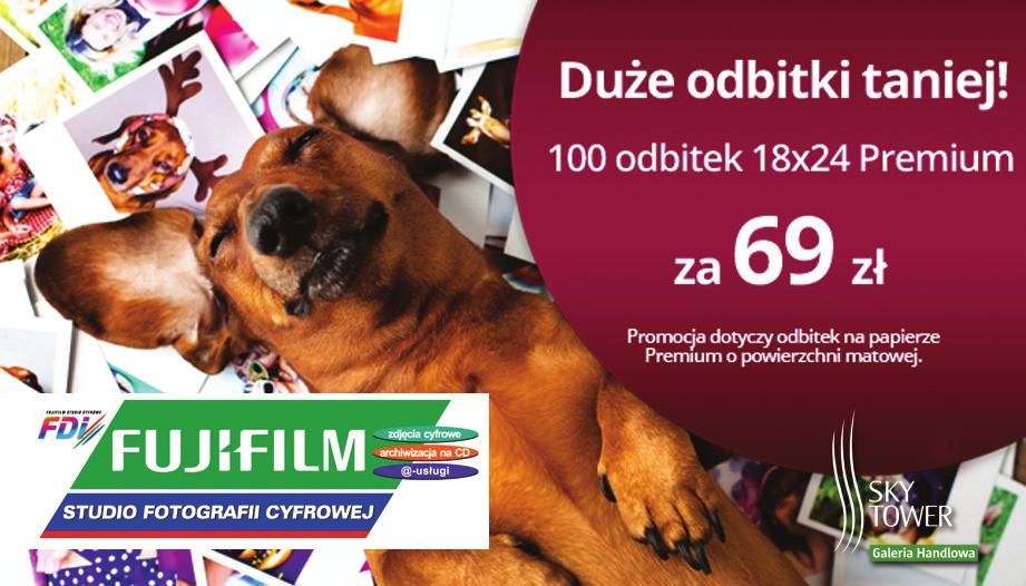 100 ODBITEK 13X18 NA PAPIERZE PREMIUM, MATOWYM ZA 24 GROSZE, ZAMIAST 1,39ZŁ 24 ZŁ ZAMIAST 139 ZŁ FUJI FILM 100